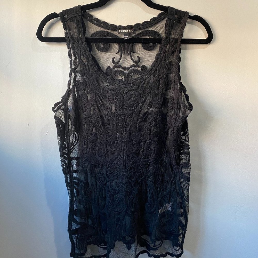 2/$10 Express Black Sheer Lace Tank